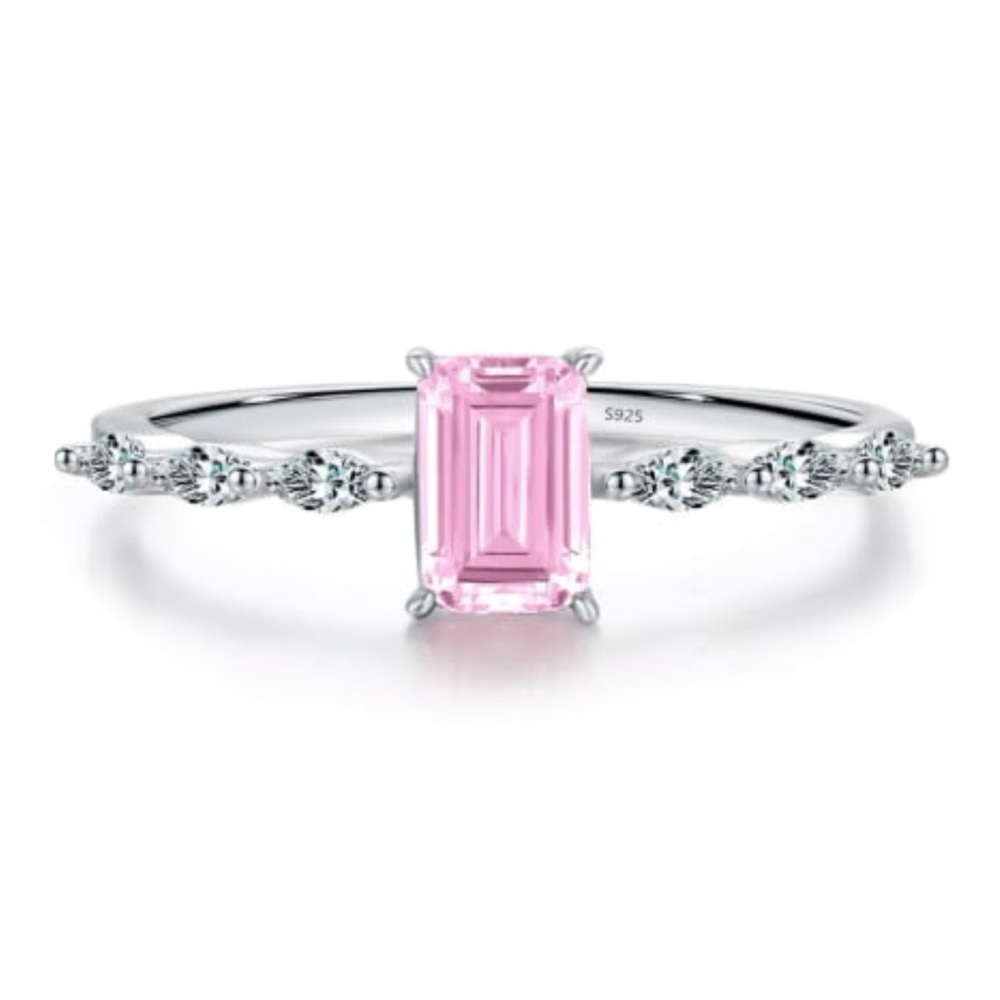 Solid Sterling Silver 925 Pink Ring